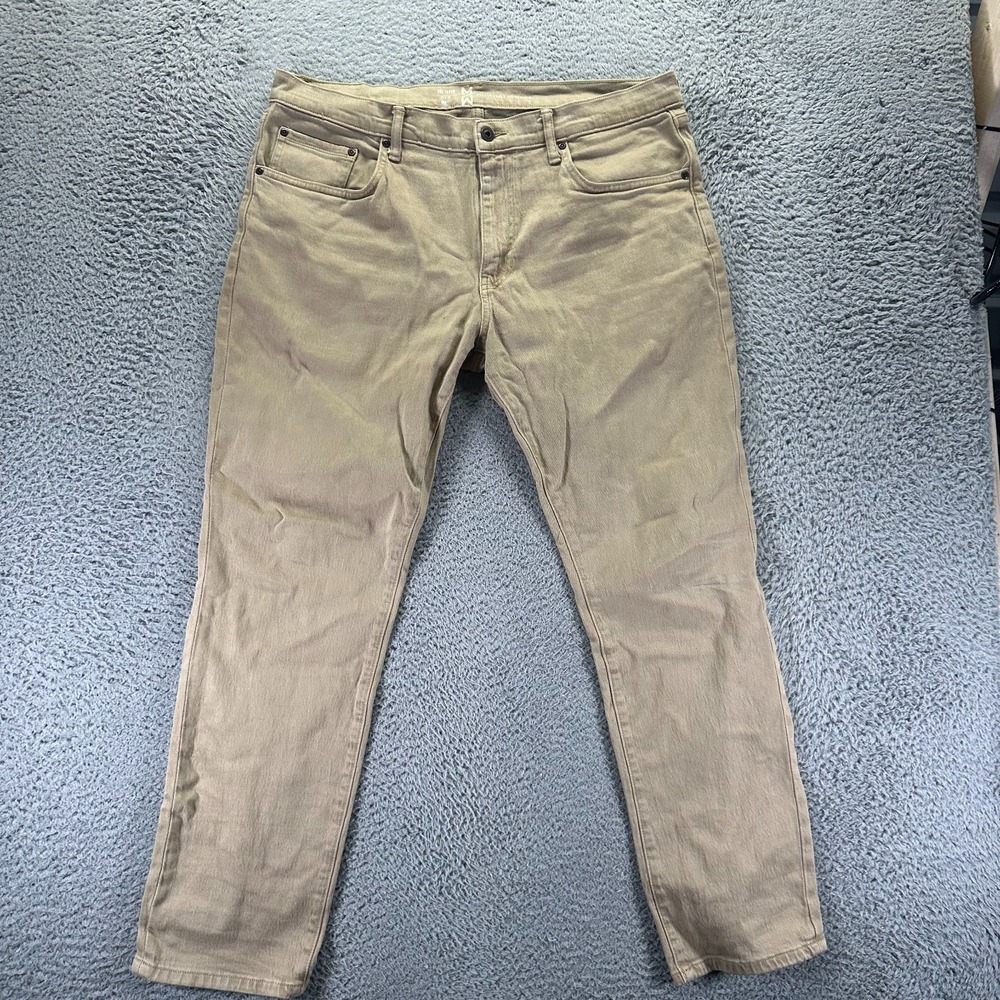 Mutual Weave Brand Pant Men's 38x30 Beige Cotton Denim Straight Workwear TravelM